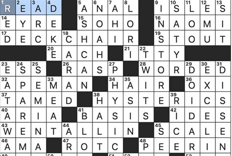 This crossword clue might have a different answer every time it appears on a new New York Times Puzzle, please read all the answers until you find the one that solves your clue. Today's puzzle is listed on our homepage along with all the possible crossword clue solutions. The latest puzzle is: NYT 02/14/24. Search Clue: OTHER CLUES 14 FEBRUARY.